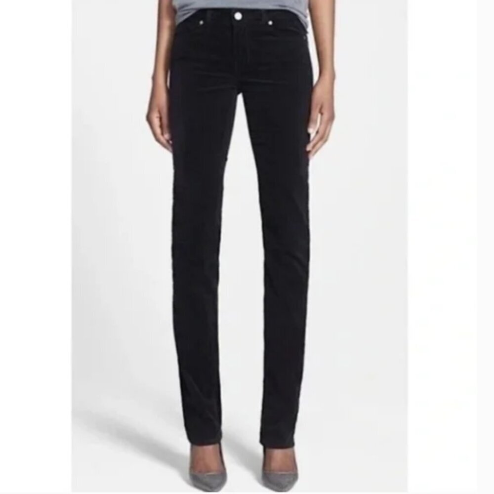 PAIGE Women's Skyline Straight Black Overdye Corduroy Pants Size 30